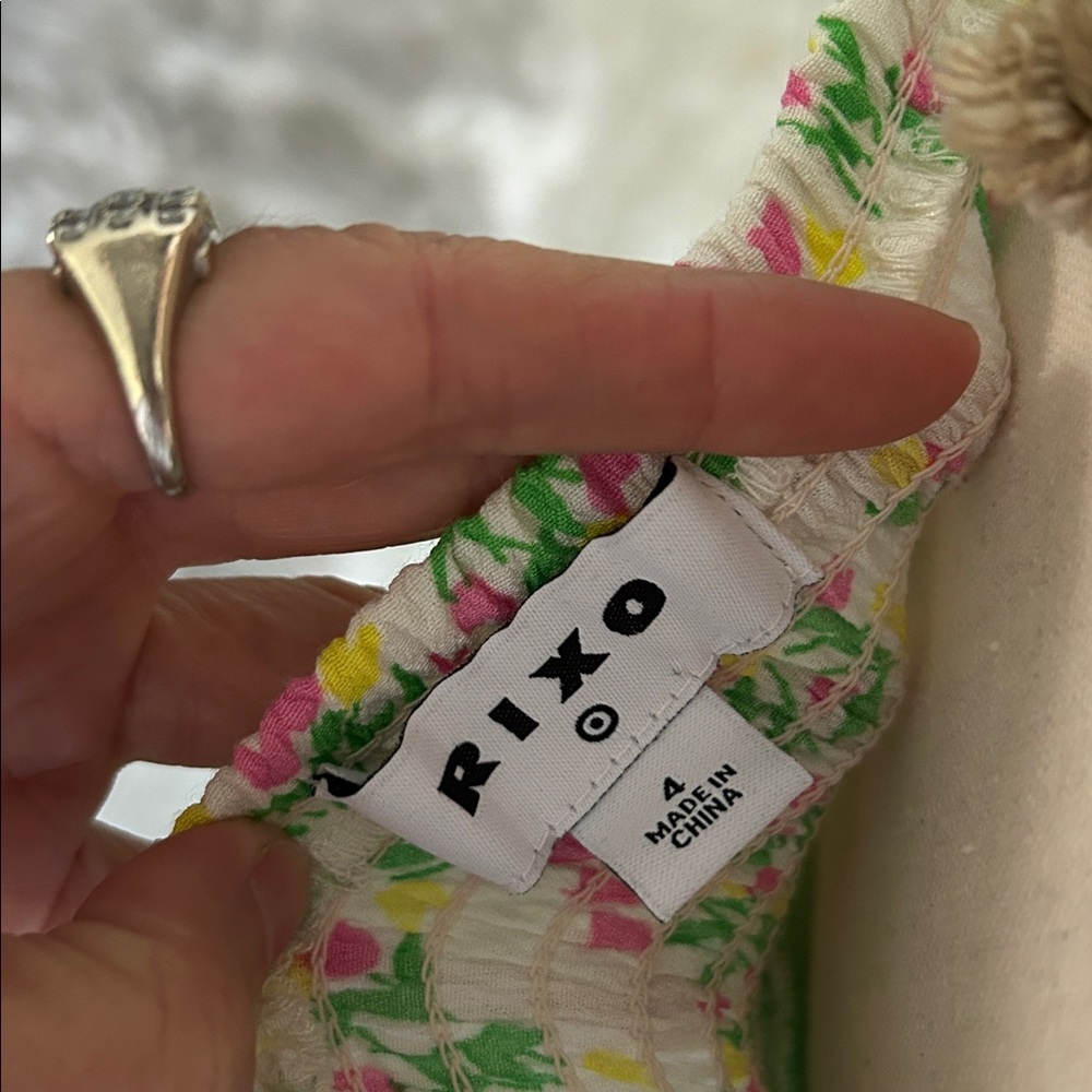 Rixo X target Vtg 70’s green floral spring puff balloon sleeve midi dress S/M 4 - Picture 10 of 11